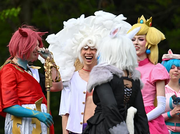 Cosplayers dressed as colourful characters at the Canberra Nara Candle Festival